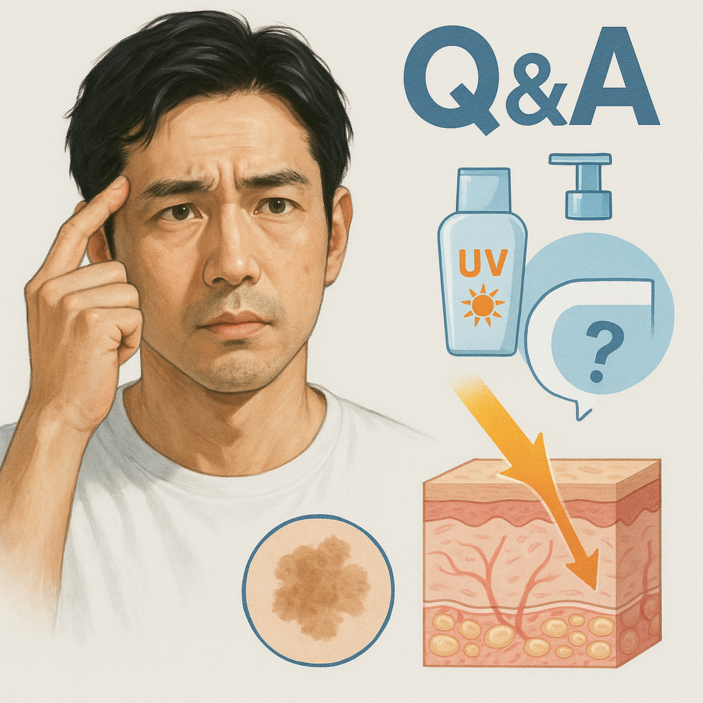 紫外線ダメージを防ぐ生活習慣の医療イラスト