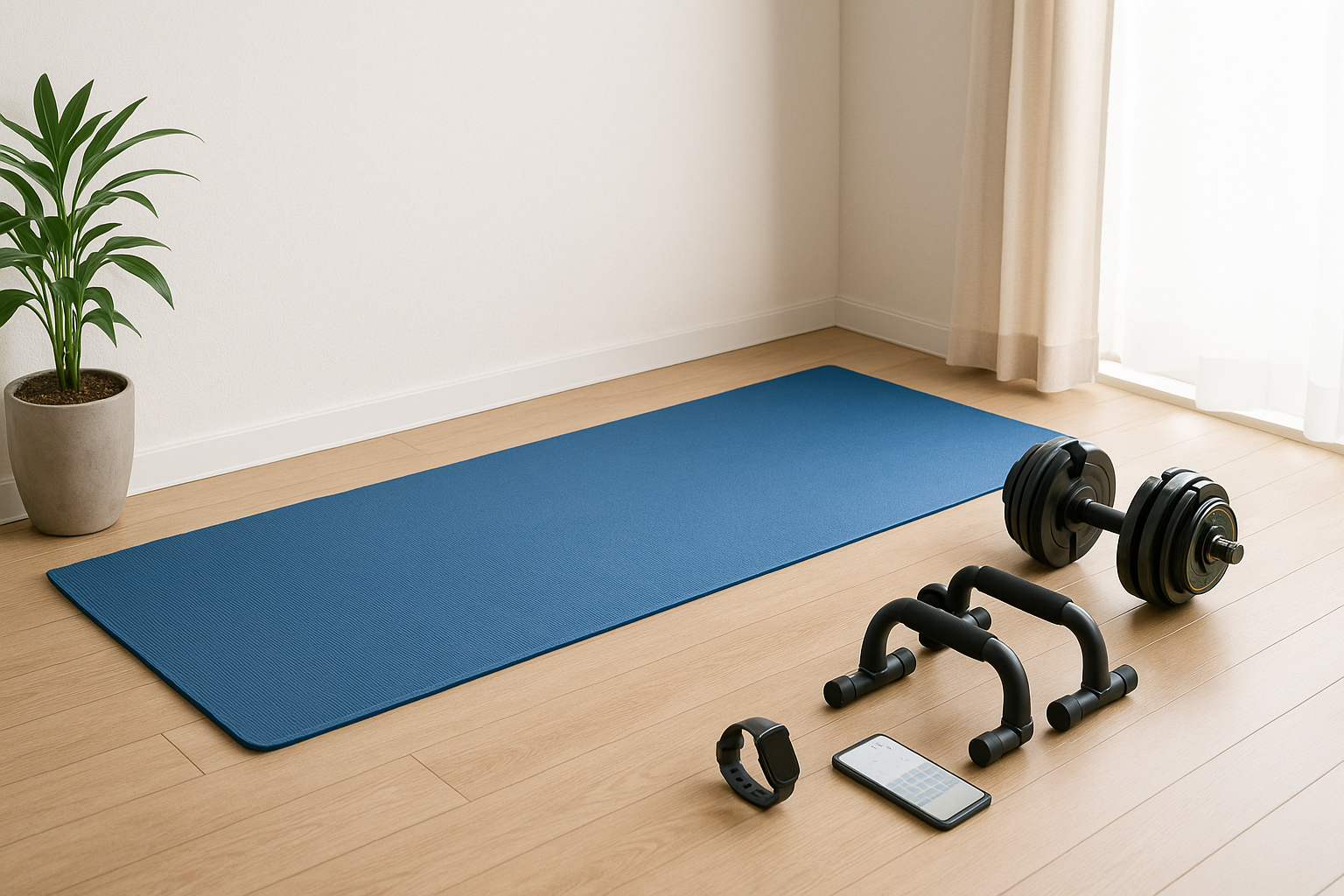 自宅の一角に整えられたトレーニング環境のイメージ
