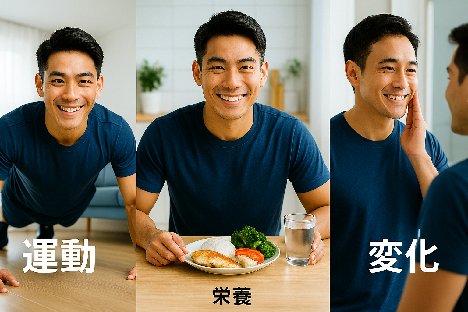 30代男性:運動・栄養・変化をまとめた最終アクションイメージ