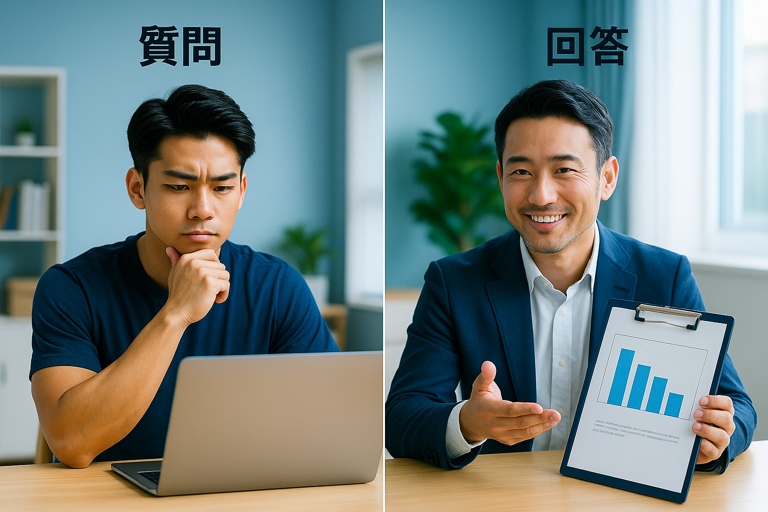 30代男性:宅トレや栄養戦略に関するよくある質問と回答を象徴するビジュアル